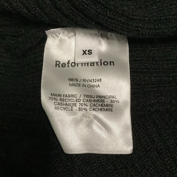 Reformation Osteria Open Tie Back Black Ribbed Cashmere Sweater - Sz XS - Picture 7 of 8